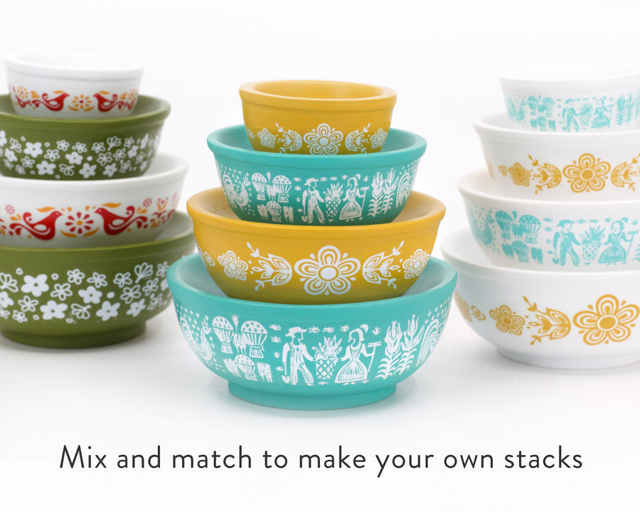 Stackable Miniature Pyrex Bowls