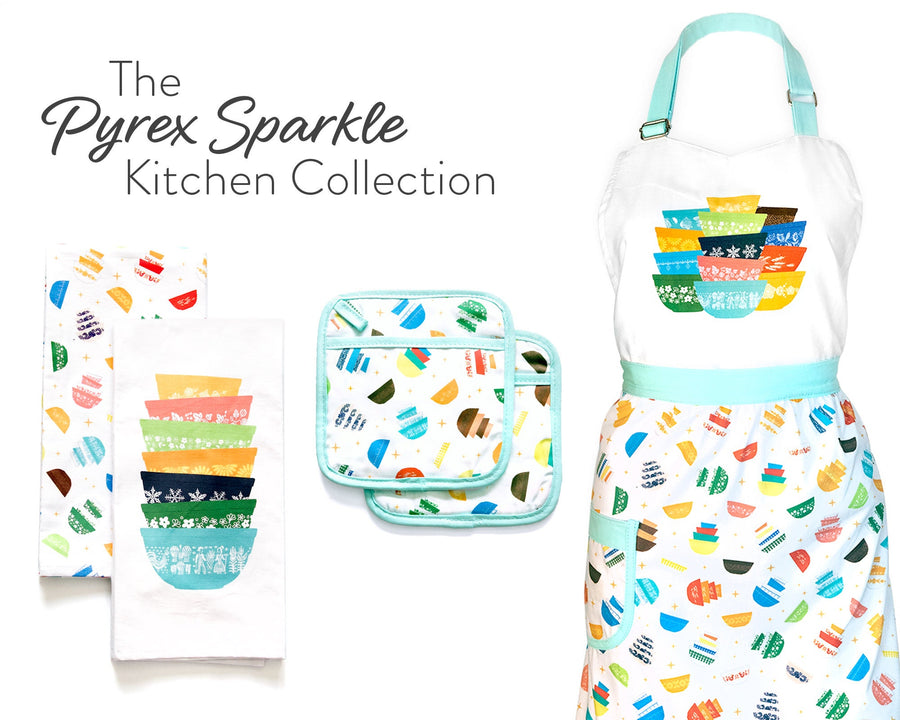 Pyrex Sparkle Cotton Apron with Pocket and Adjustable Neckband