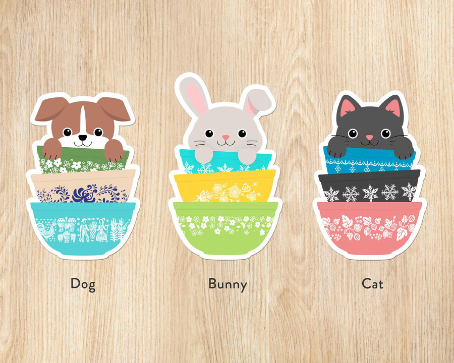 Pyrex Mixing Bowl Furry Friends Stickers