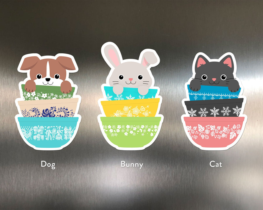 Pyrex Mixing Bowl Furry Friends Magnets