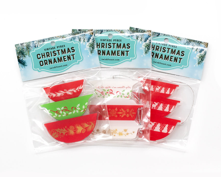 Double-sided Christmas Pyrex Ornaments