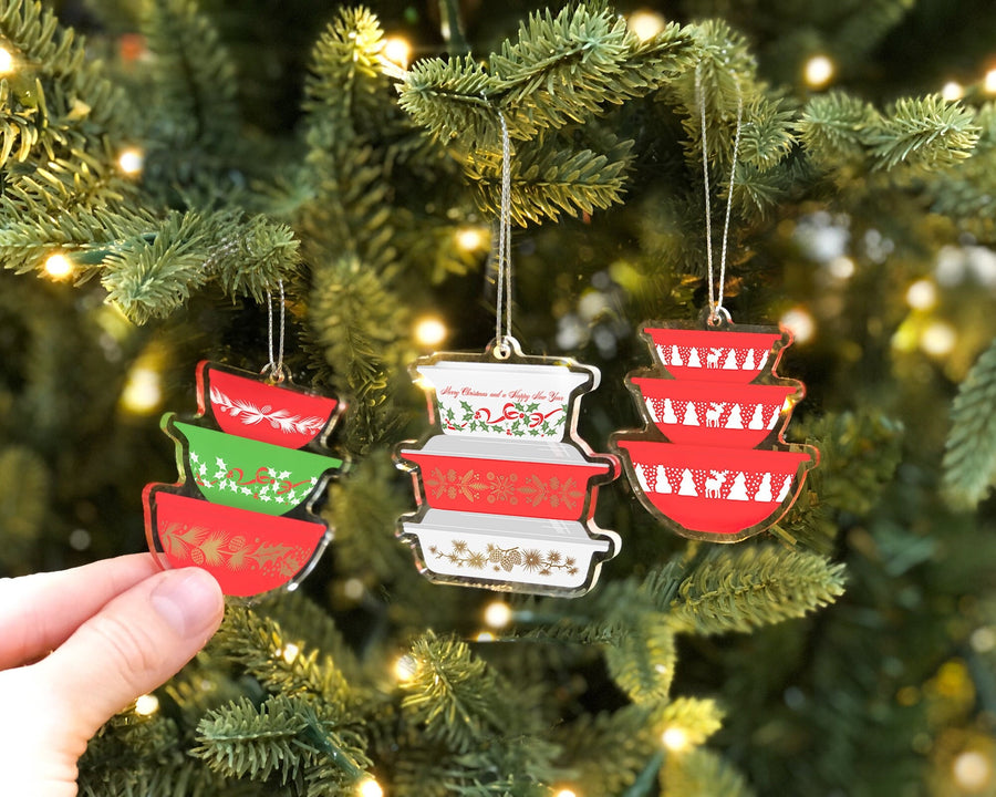 Double-sided Mini Christmas Pyrex Ornaments