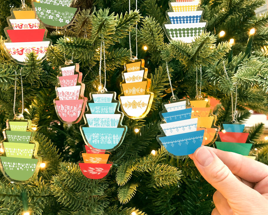 Double-sided Mini Pyrex Christmas Ornaments