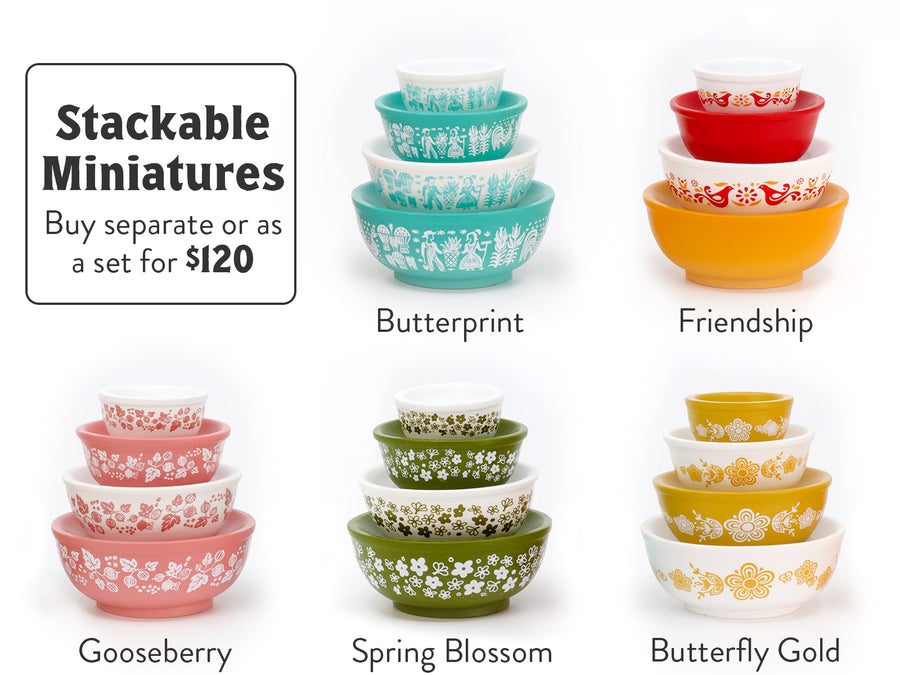 Stackable Miniature Pyrex Bowls